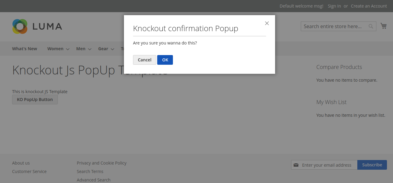 How to create a Magento 2 Popup By Extending JS components & Knockout JS: confirmation