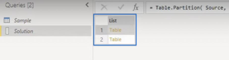 Power BI Function: Table.Partition
