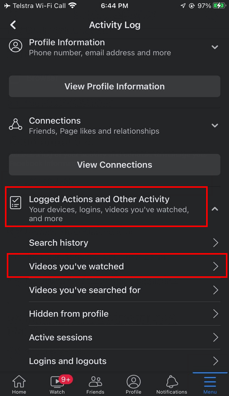watched Videos on Facebook