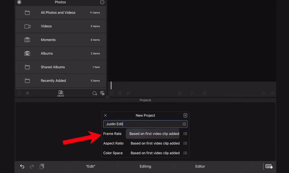 You can manually adjust the settings or you can leave them as based on the first clip added