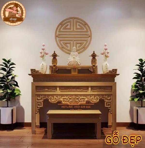 Mẫu bàn thờ Phật 2 tầng tiện ích