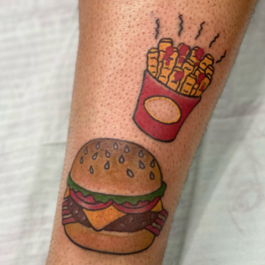 Hamburger With French Fries Tattoo