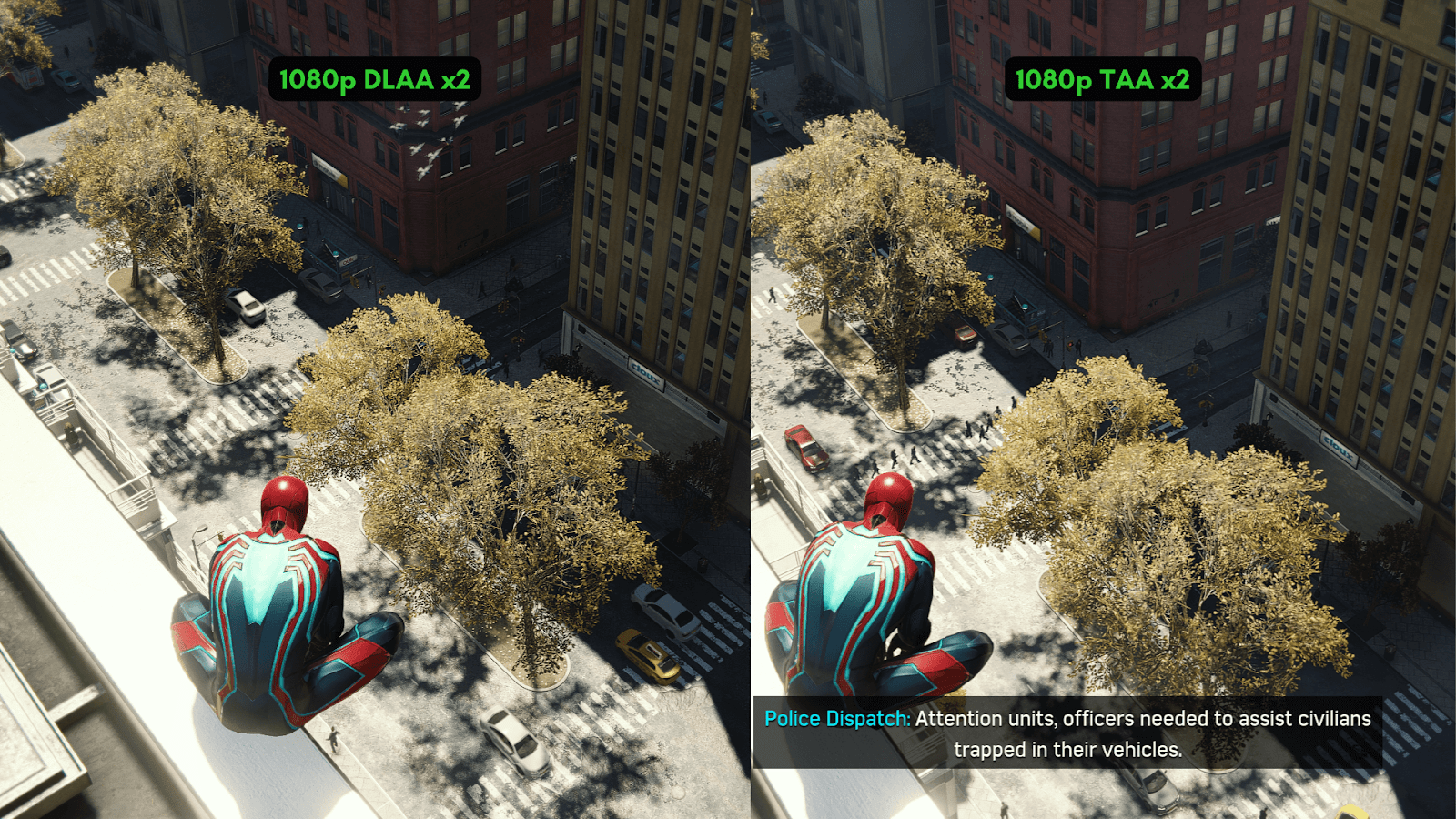 DLAA vs TAA x8 at 1080p in Spiderman Remastered
