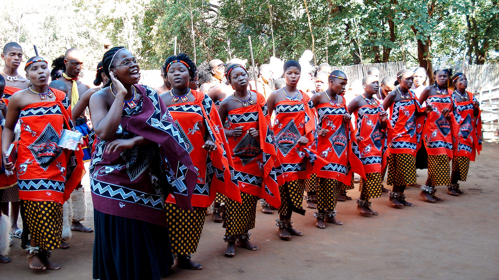 Swazi women wearing Swazi traditional outfit at an event