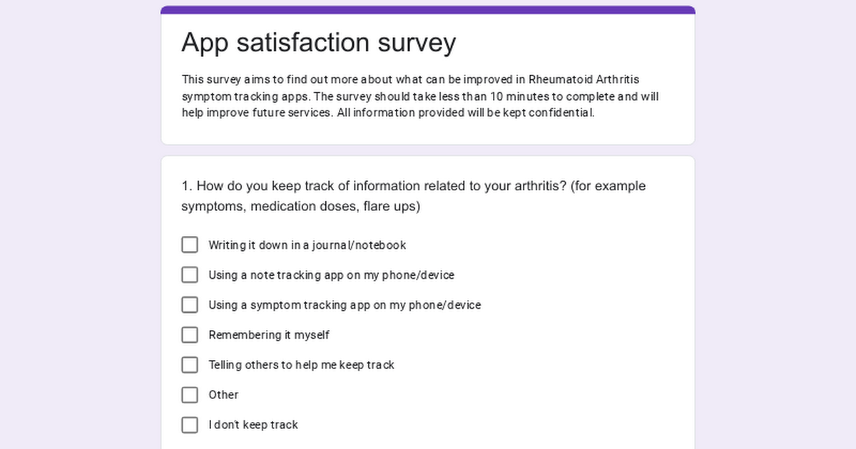 App satisfaction survey
