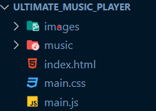 folder structure for Music player using HTML, CSS, and JavaScript