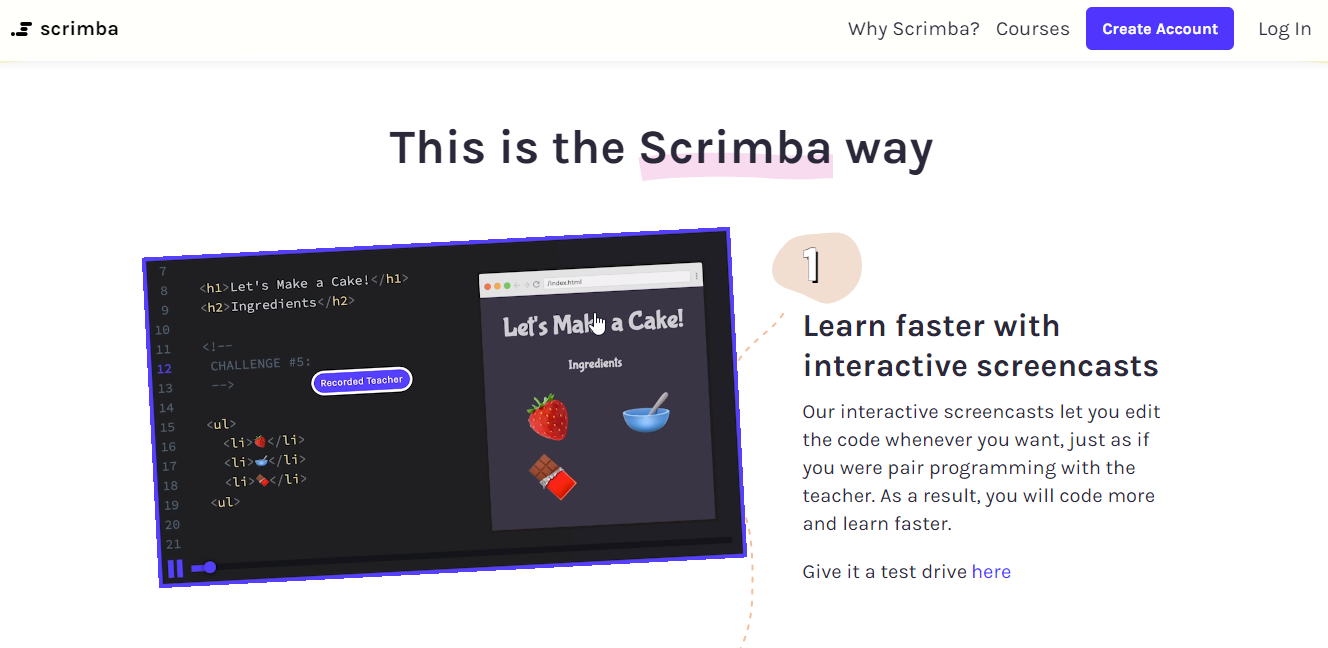 scrimba coding platform
