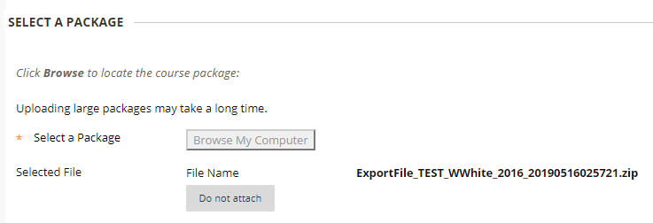 Scholar Export File Selected for Import