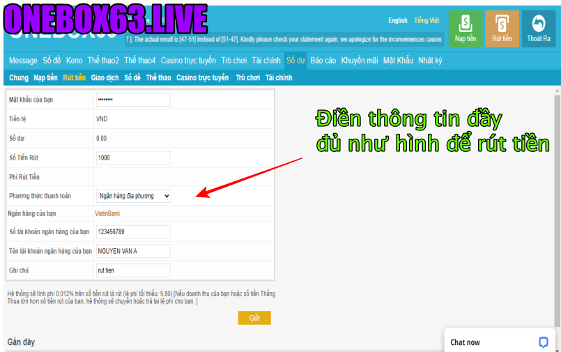 Hướng dẫn cách rút tiền onebox63onebox63, rut tien ve tai khoan onebox63onebox63