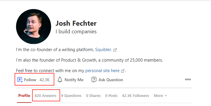 josh fechter quora account screenshot