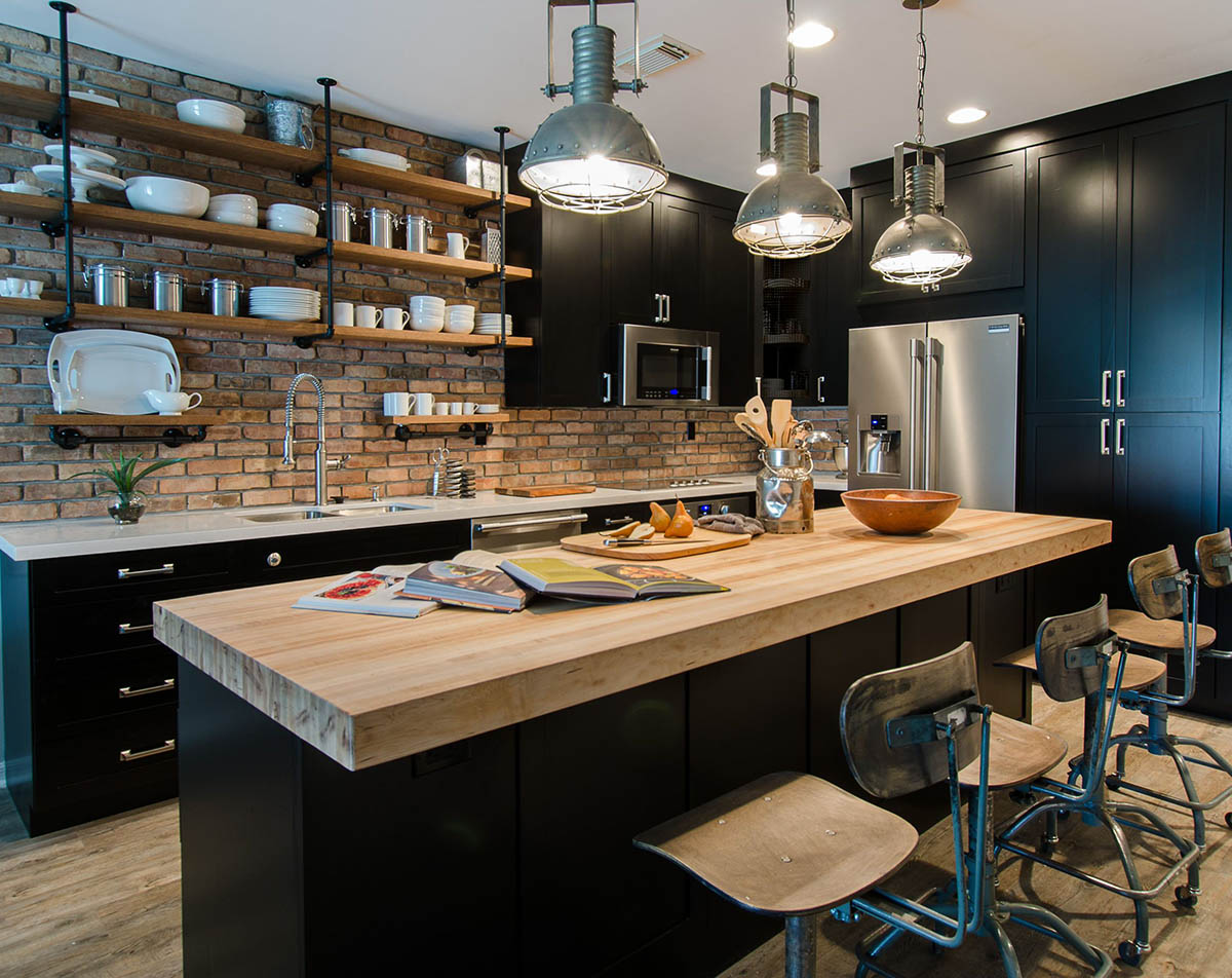 Mẫu phòng bếp mang phong cách nội thất công nghiệp ấn tượng