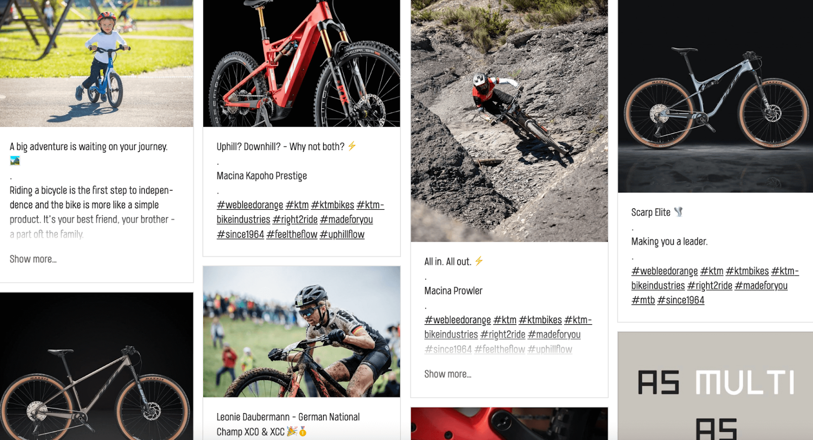 Instagram wall: KTM bike's Instagram wall