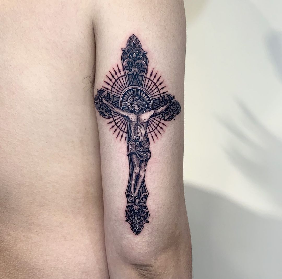 Significant Cross Tattoo With Jesus