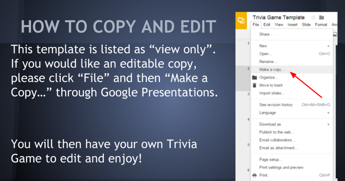 Trivia Game Template Google Slides