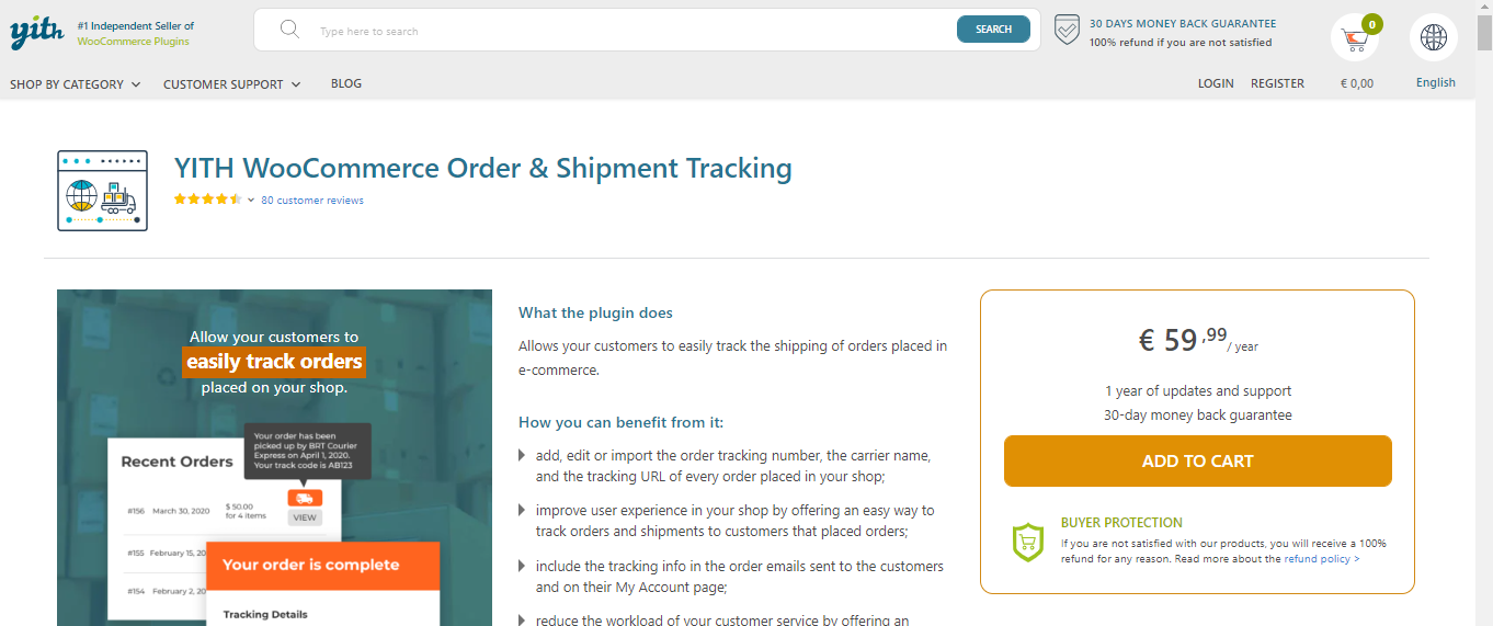 YITH WooCommerce Order Tracking (Free / Premium)
