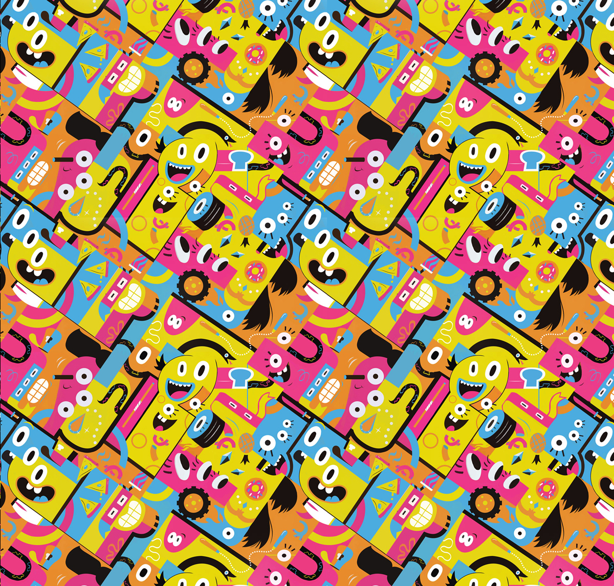 nickelodeon color pattern colorful raport seamless molinet Nick.com ninja Turtles  spongebob hip ilustracion modern "juan molinet"