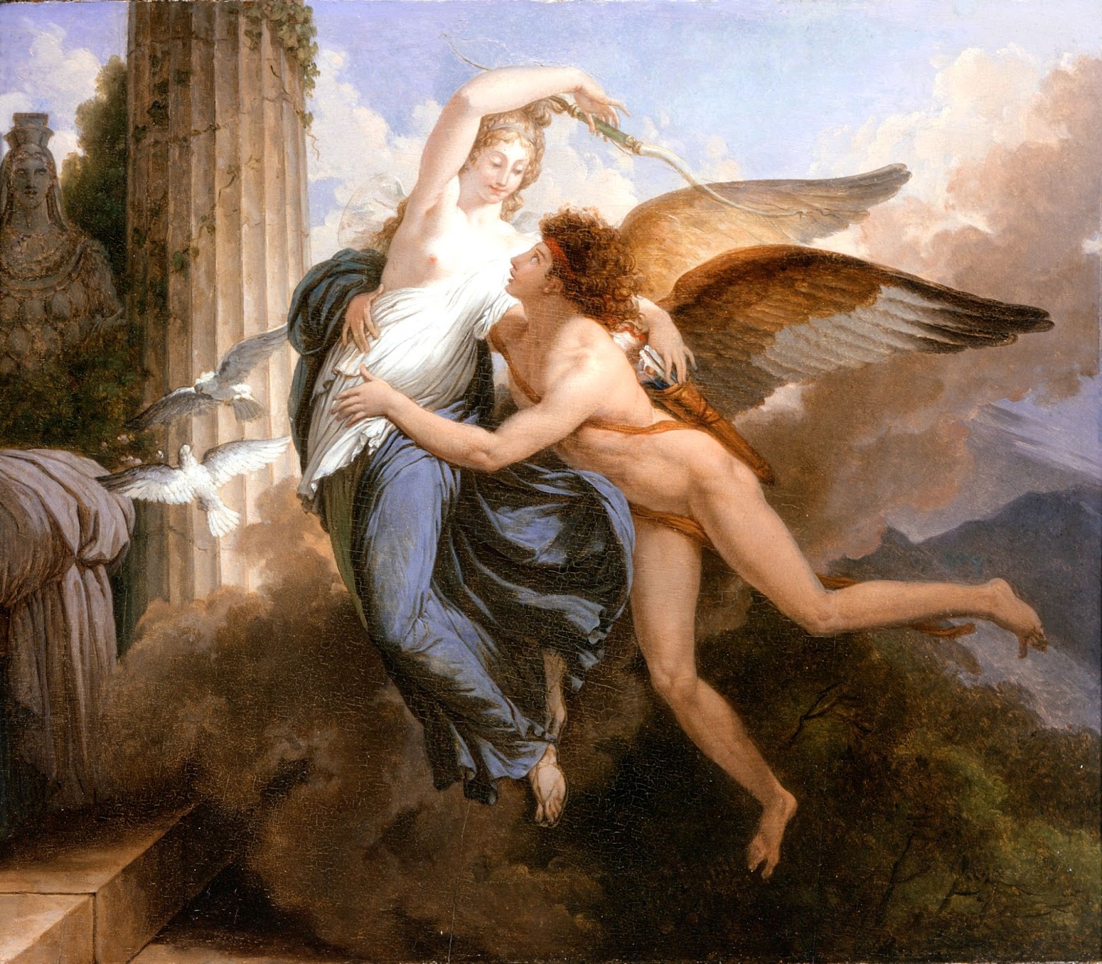 The reunion of Cupid and Psyche. Mythical love stories: Jean-Pierre Saint-Ours, The Reunion of Cupid and Psyche, 1789-92, LACMA, Los Angeles, CA, USA.