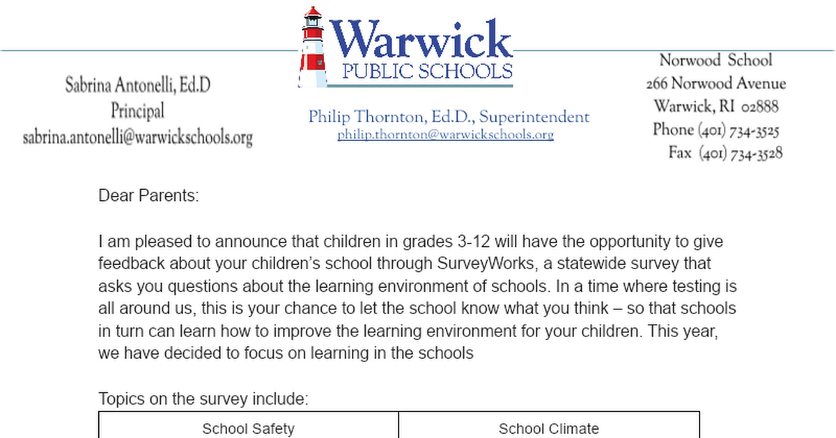 2023 Student Survey Works Information for Parents