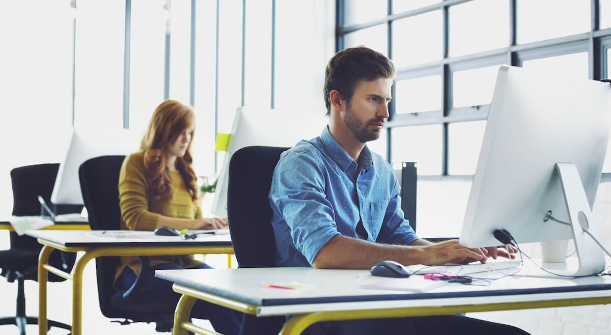 Workplace productivity: employees using their computers