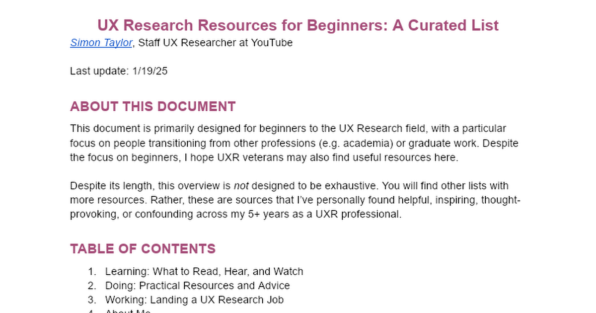 UX Research Resources for Beginners