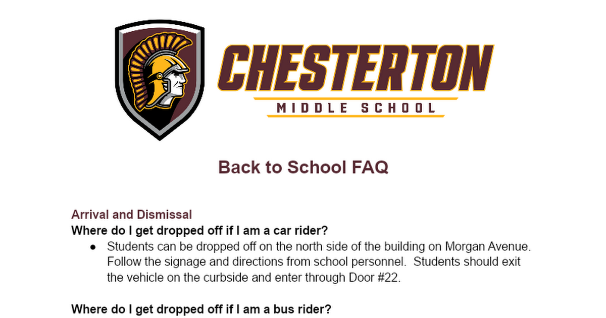 CMS Back to School FAQ