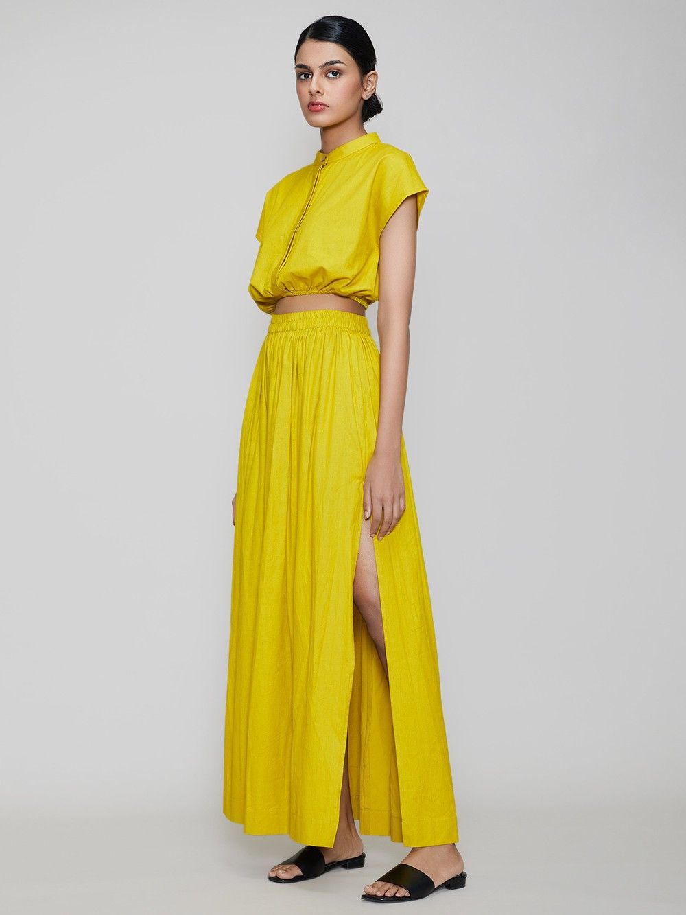 the loom - Yellow Cotton Crop Top