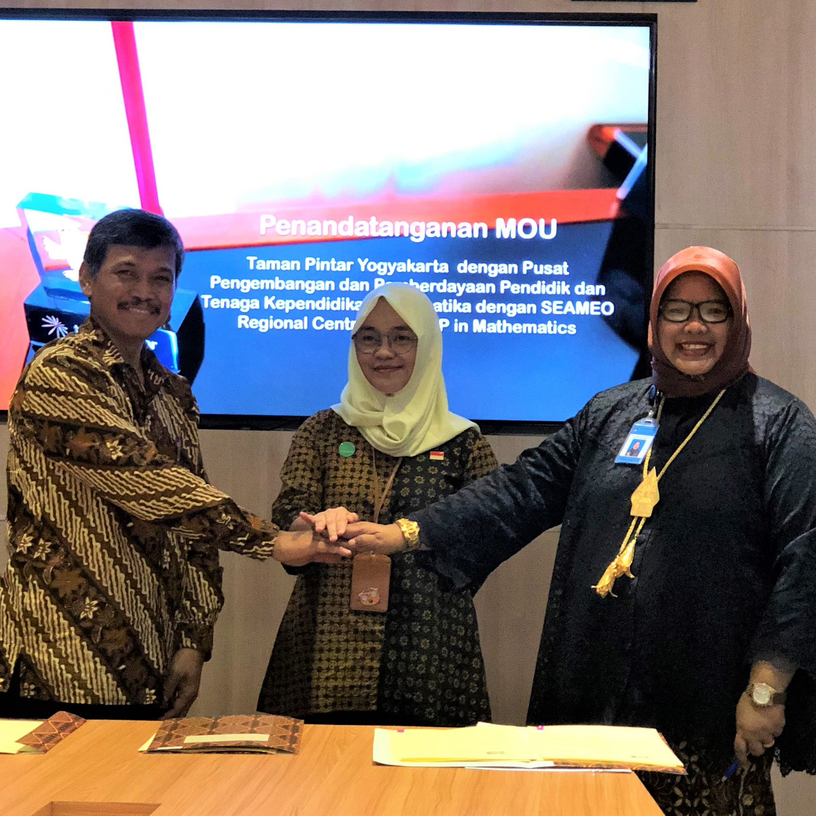 PPPPTK Matematika Tandatangani MoU bersama SEAMEO Regional Centre for QITEP in Mathematics dan Taman Pintar Yogyakarta