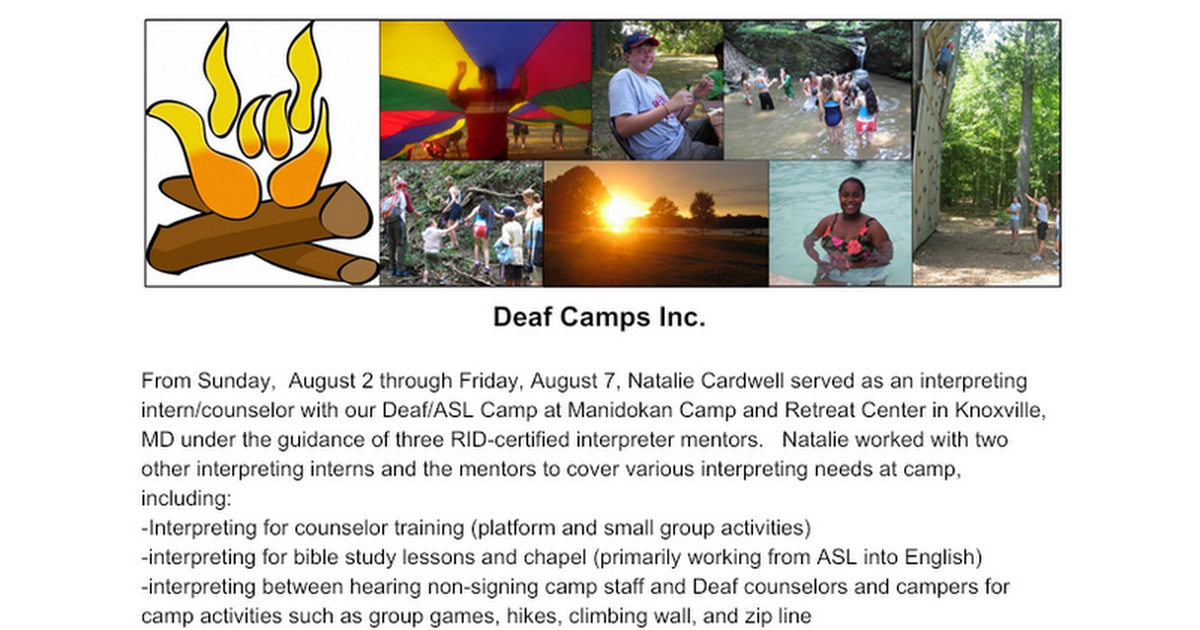 Deaf Camps Inc. - Eval 