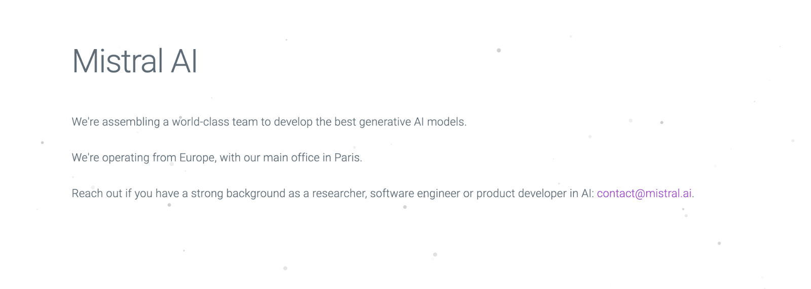 Screenshot from Mistral AI website