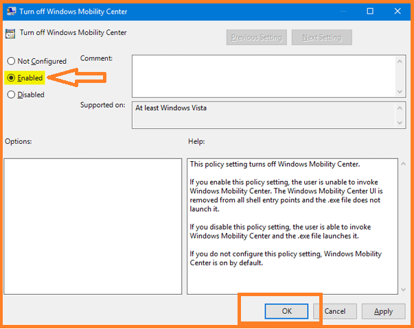How to enable the Mobility Center