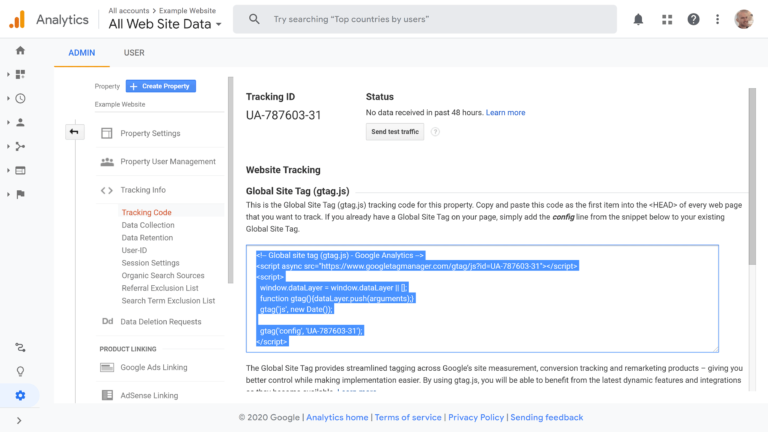 Código de seguimiento de Google Analytics