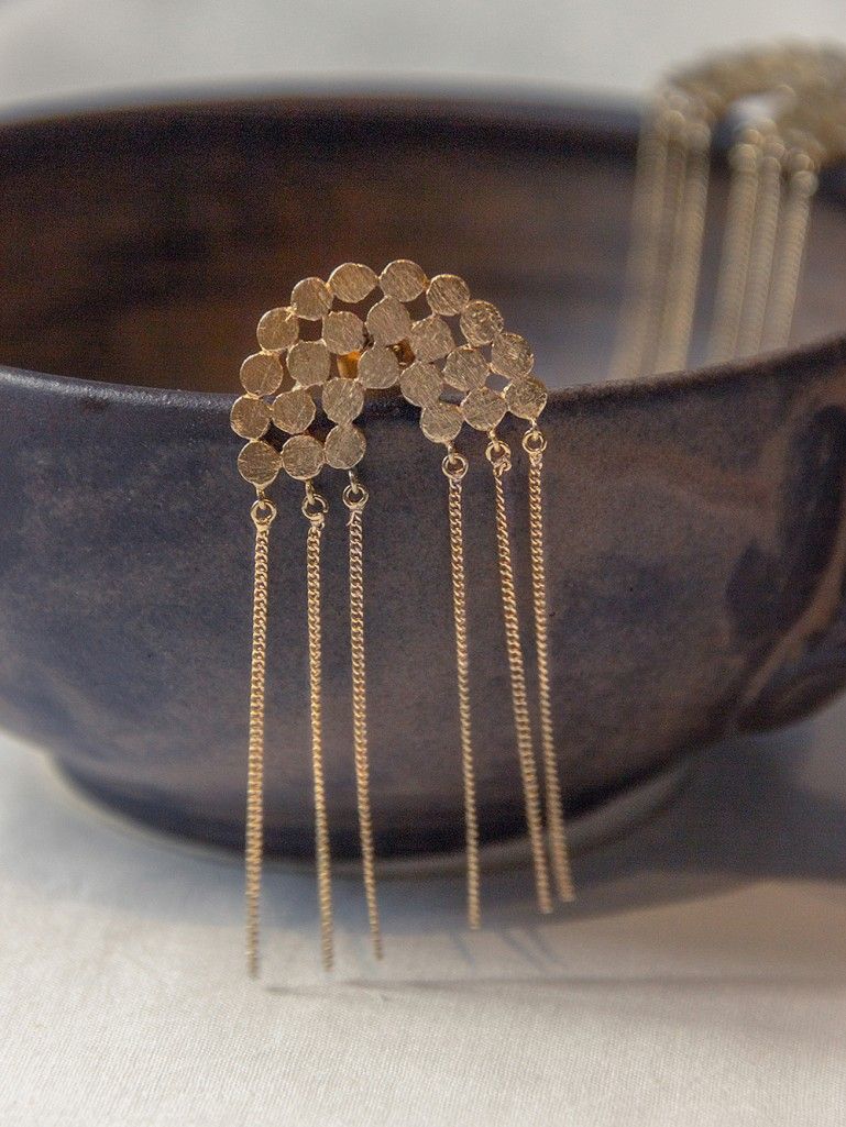 Gold Tonned Handicraft Brass Earrings