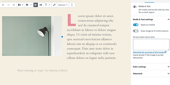 Imagem ao lado do texto no WordPress