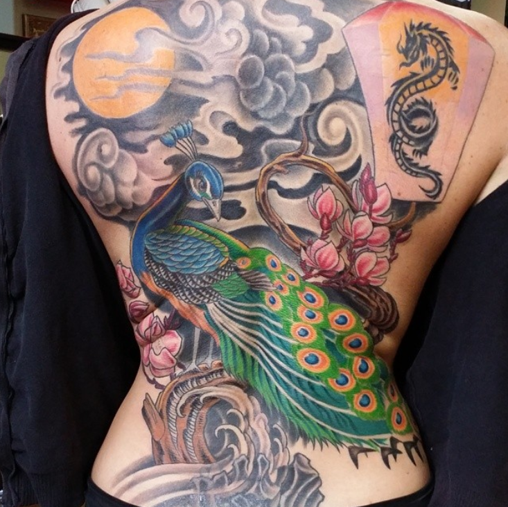 Colorful Peacock Tattoo