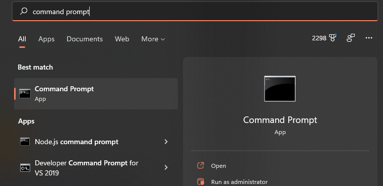 Open the Command Prompt