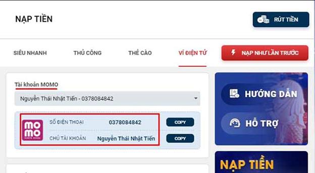 Nạp tiền Sin88 Ví Momo