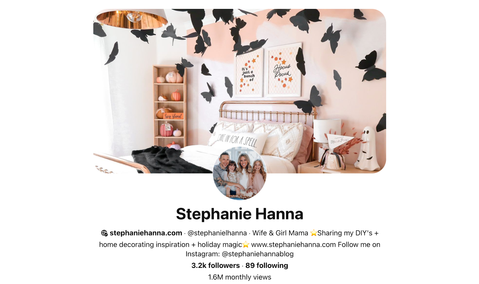 Lifestyle and DIY blogger Stephanie Hanna Pinterest profile.