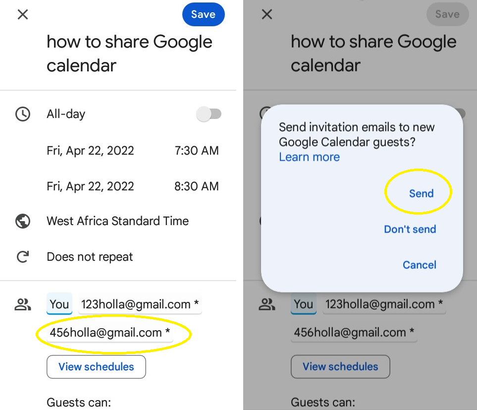 How to Share Google Calendar on Android VersusHQ