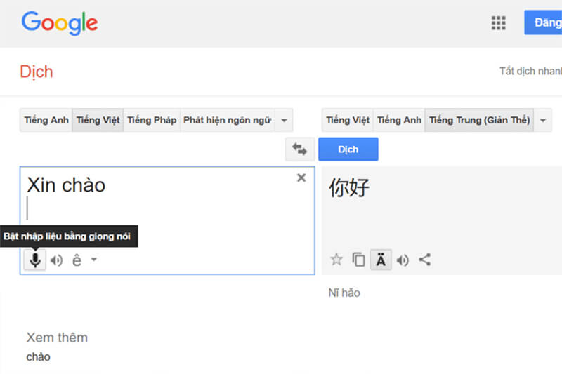 Đàm phán kinh doanh dịch sang tiếng Trung với Google Translate