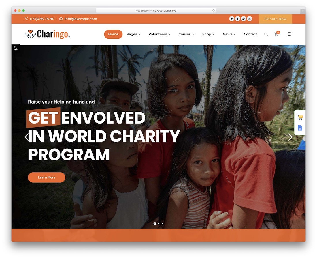 charingo crowdfunding tema de wordpress