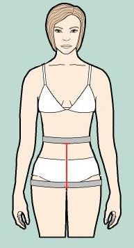 Measure vertically from lower edge of waist elastic to lower edge of hip elastic. 
Measure at the front.
