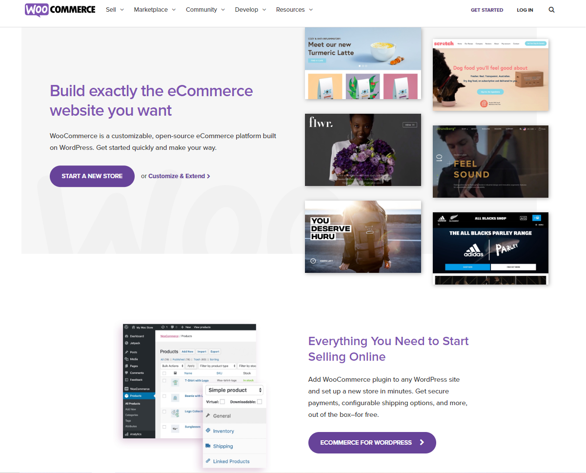 screenshot of WooCommerce homepage