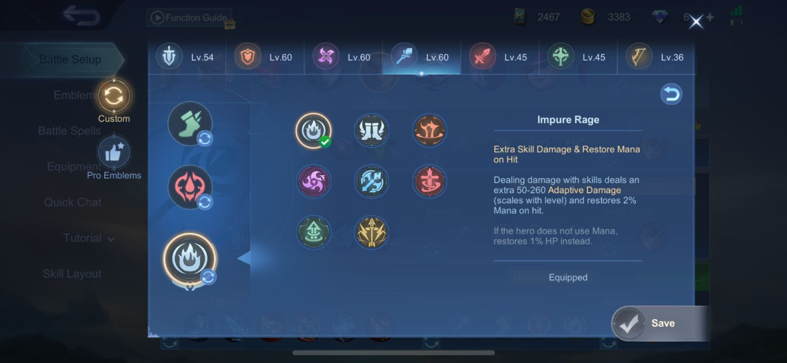 Talent pamungkas dalam Custom Mage Emblem Valir, yaitu ‘Impure Rage’. (Sumber: Garry/Froyonion)