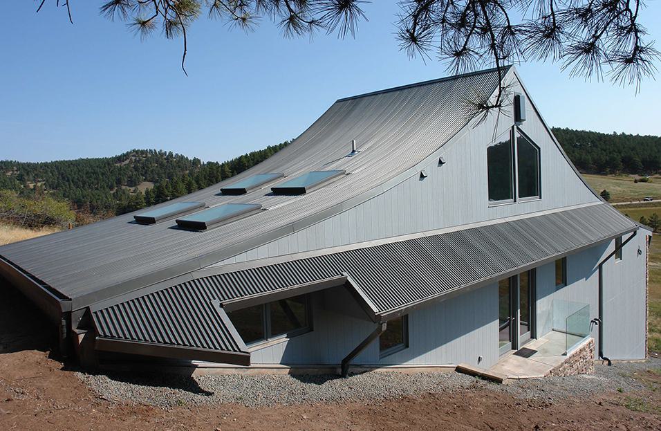 Convex curved corrugated metal roof