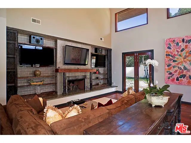 Living room with a fireplace