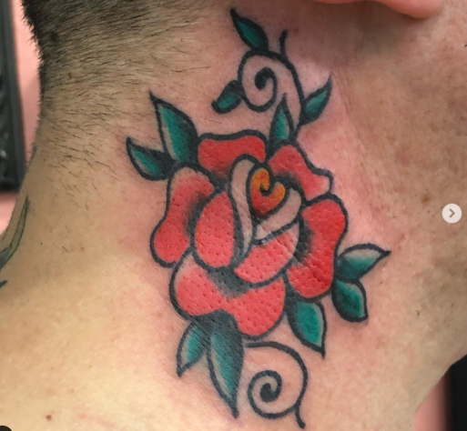 Traditional Rose Neck tattoo