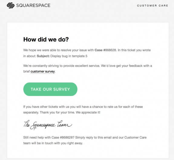 SquareSpace Customer Care: How did we do?