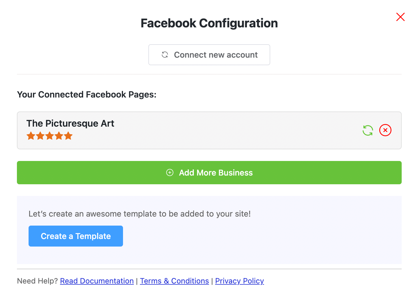 Facebook page successfully connected