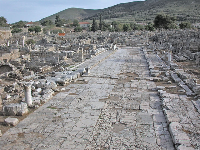 Market road of Corinth. Merchant stalls would have flanked this road.
