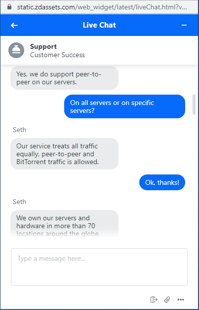 chat with customer support